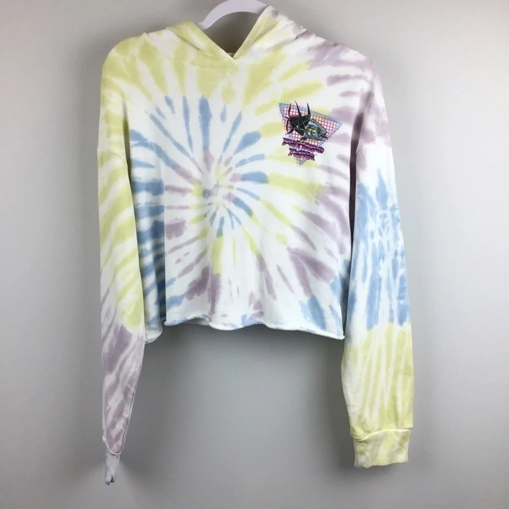 NWT Psycho Tuna Tie Dye Crop Neon Geo Hoodie | Medium